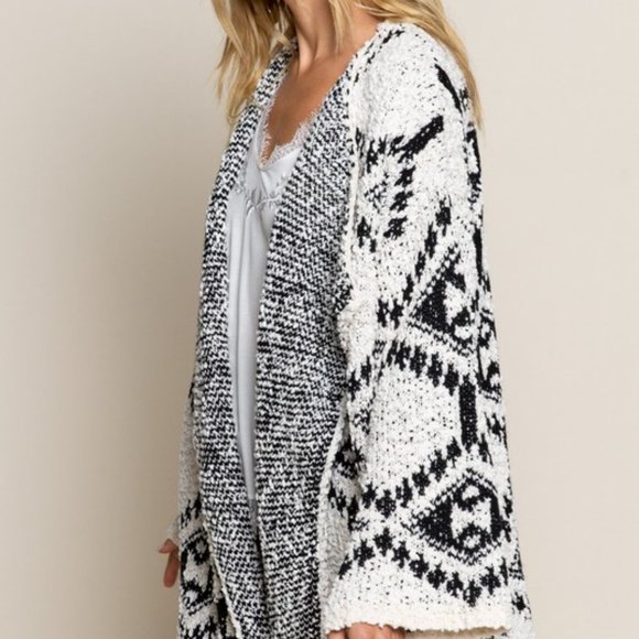 Azeala Waterfall Aztec Popcorn Cardigan Sweater - Picture 9 of 12